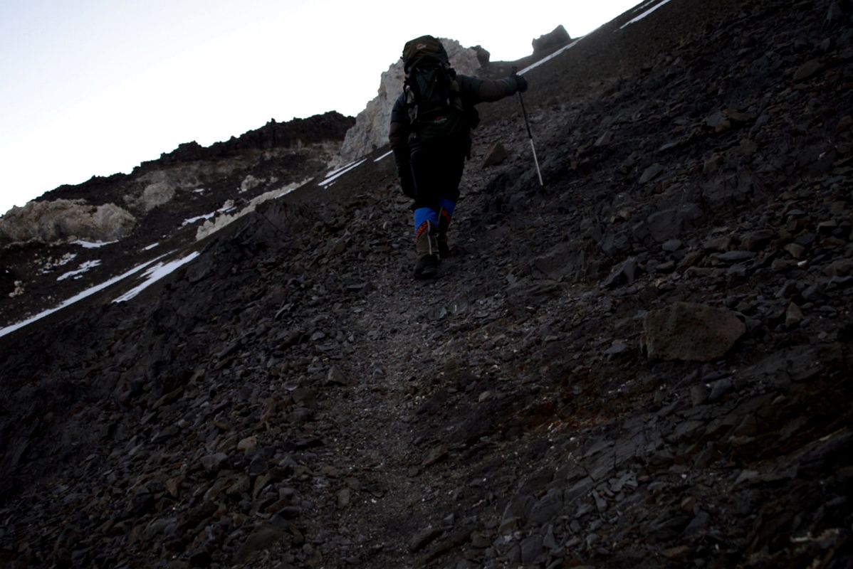 05 Inka Guide Agustin Aramayo Leads The Way Before Sunrise From Colera Camp 3 Towards Independencia On The Climb To Aconcagua Summit